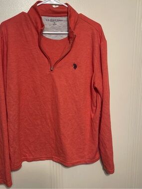 U.S. Polo Assn. Coral Half-Zip Pullover with Embroidered Logo